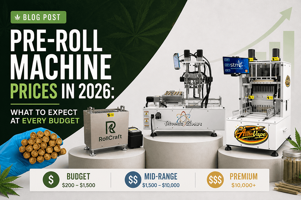 Pre-roll machine price guide 2026 - STM Canna commercial equipment from $3,500 to $325,000